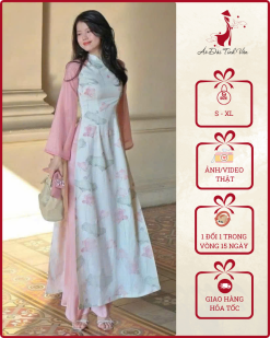 Áo dài Ngọc Sen là sự kết hợp hoàn hảo giữa vẻ đẹp truyền thống và nét hiện đại tinh tế. Thiết kế nổi bật với tà áo trắng điểm hoa sen hồng nhẹ nhàng, tượng trưng cho sự thanh khiết, tao nhã và dịu dàng của người phụ nữ Việt.