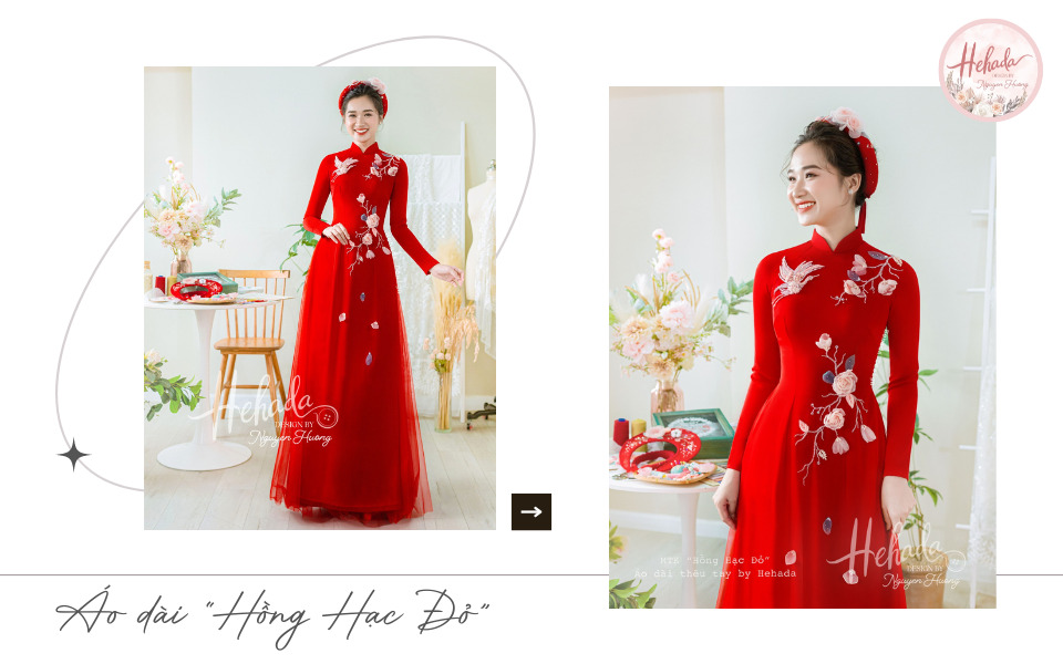 mẫu áo dài cưới màu đỏ