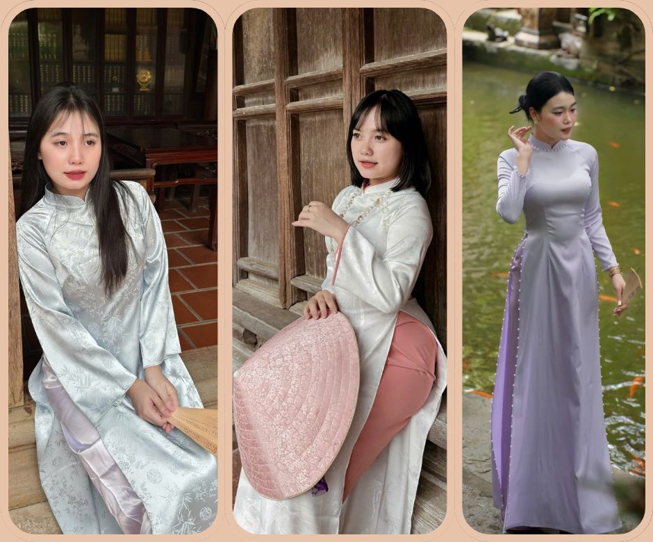 áo dài cưới gấm cách tân